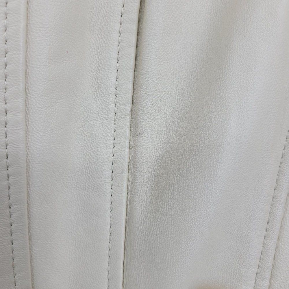 Adler Collection Lamb Skin Leather Moto Jacket M Cream Retro 70s Studded Zip - Picture 10 of 16